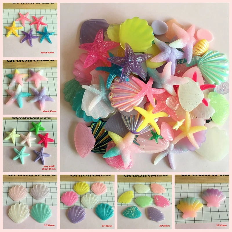 New Arrival Resin Adorable Colorful Starfish & Shell for Crafts Making Scrapbooking DIY Hair Bow Center | Дом и сад