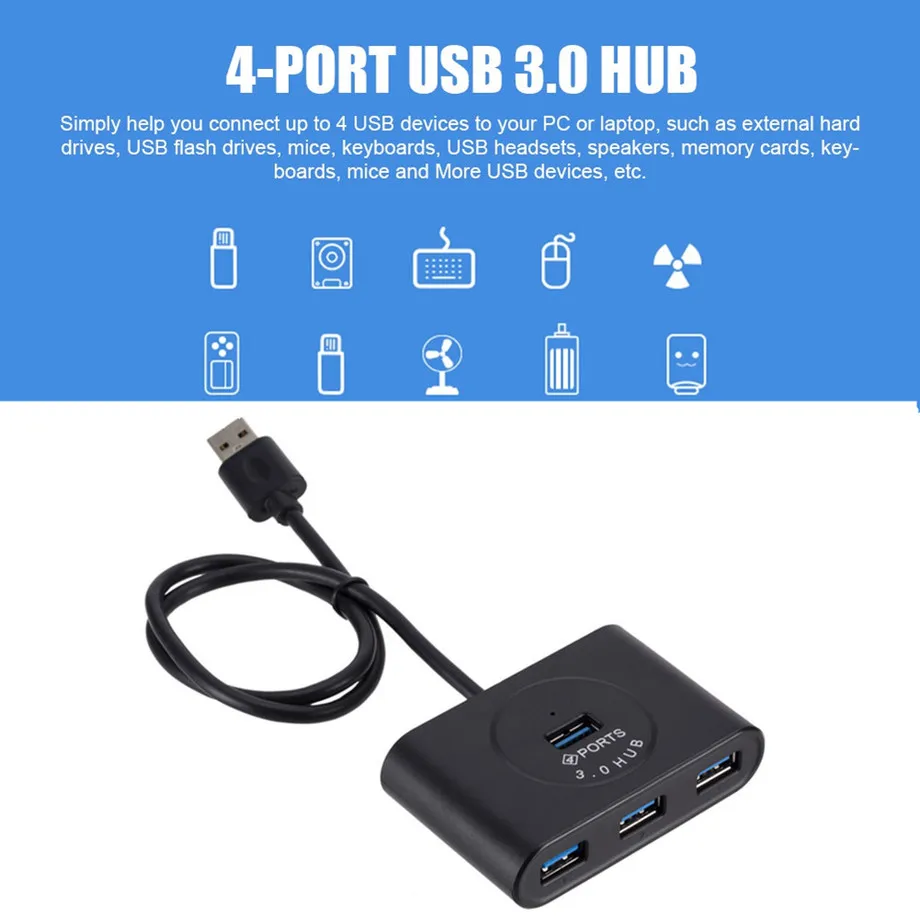 Высокоскоростной концентратор Grwibeou USB 3 0 с 4 портами и разветвителем