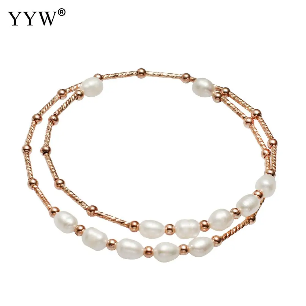 

5Strands/Bag Freshwater Pearl Bracelet with Brass Trendy Bracelet For Women Birthday Gift Bracelets & Bangle Fine Jewelry