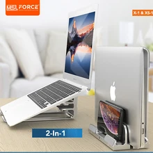 Space Saving 2 in 1 laptop stand vertical Riser design in aluminium alloy for MacBook Air and MacBook Pro or other laptops