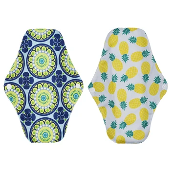

2PCS Reusable Menstrual Pads Washable Sanitary Napkins Bamboo Carbon Nursing Mat for Women Accessories(Random Pattern)