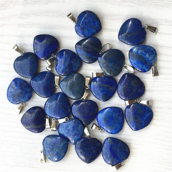 

Hot!High Quality Natural Gems Stone Lapis Lazuli Heart Pendants Charms&Necklace Women for women Jewelry Making 36pcs Wholesale