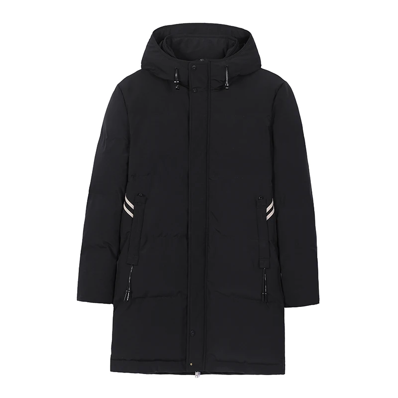 Pioneer Camp зимняя куртка парки мужская длинная толстая с капюшоном черно-белая однотонная повседневная мужская одежда AMF903500 - Цвет: Черный