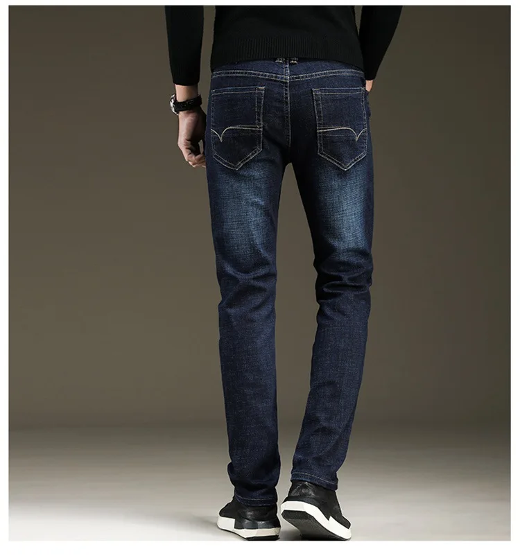 new Business Jeans Men Casual Straight Slim Fit Blue Jeans Male Stretch Thin Fashion Classic Denim Pants skinny jeans men