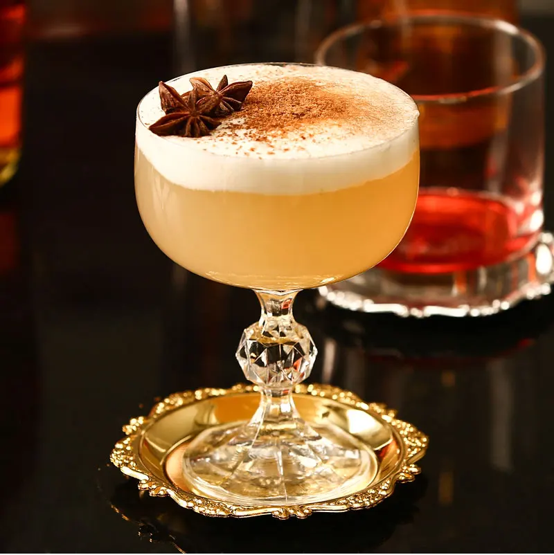 6pcs classical golden cocktail metal coaster continental vintage