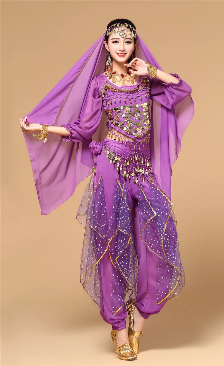 New style Talla grande 9 piezas traje de danza del vientre Triba gitana indio vestido de danza del vientre Bollywood trajes de