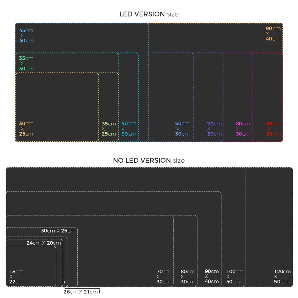 LED Light Mousepad RGB Keyboard Cover Desk-mat Colorful Surface Mouse Pad Waterproof Multi-size World Computer Gamer CS_voghion.com