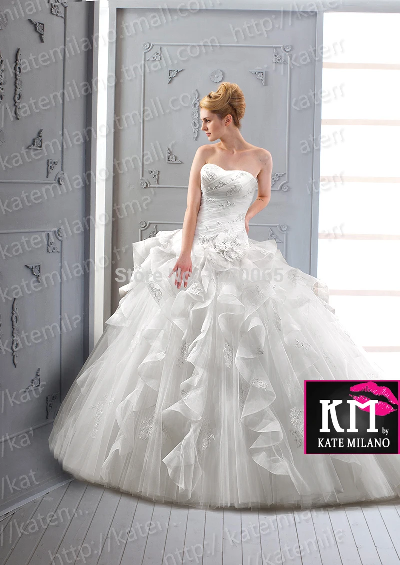 

sweetheart wedding dress ball gown ruffles 2015 free shipping appliques vestido de noiva casamento romantic new robe de mariage