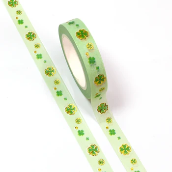

10pcs/lot kawaii Spring Green Leaves four Leaf Clover Decorative Washi Tape DIY Scrapbooking Masking Tape School Office Supply