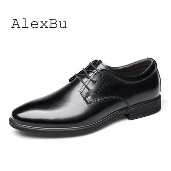 

AlexBu Men's Dress Shoes Men Leather Wedding Oxford Shoes Lace Up Formal Office Suit Men's Casual Luxury Italian Top Quality