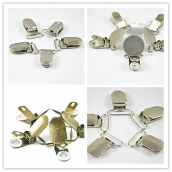 

20 pcs Silver Tone Antique Bronze Metal Suspenders Pica Pacifier clips ring inner 20mm/25mm/35mm round clips dot face Holders