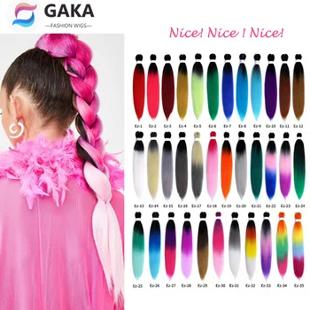 

GAKA 24 Inches Long Jumbo Braids Hair Extension Women Synthetic Straight Braiding Hair Ombre Two Tones Pink Blonde Hair