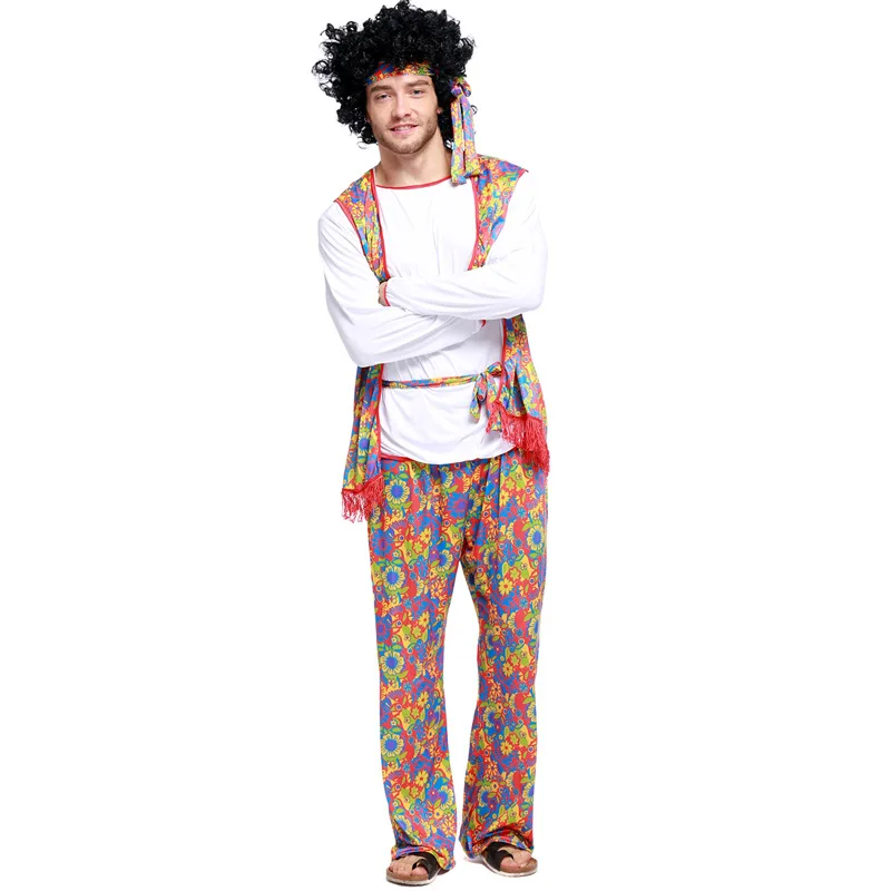 Umorden Groovy Костюм хиппи для мужчин взрослые 70s костюмы Хэллоуин вечерние ринка