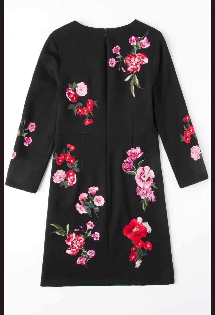 Plus Size Clothing Auutmn Winter High Quality Dress Women Exquisite Floral Embroidery Long Sleeve Dress Robe Femmes 3XL 4XL