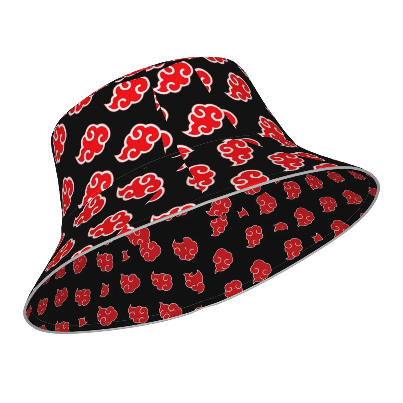 

NOISYDESIGNS Anime Akatsuki Pattern Bucket Hat Fisherman Hats Cloud Symbols Summer Night Reflect Light Reversible Packable Cap