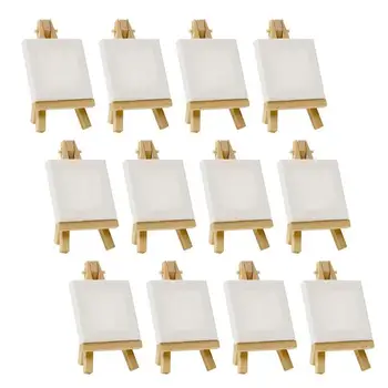 

Artists 3 inch x3 inch Mini Canvas & 5 inch Mini Easel Set Painting Craft Drawing - Set Contains: 12 Mini Canvases & 12 Mini Eas