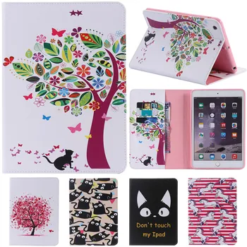 

For IPad Mini1 Mini2 Mini3 Cute Cartoon Card Slot Stand Flip PU Leather Coque Case sFor Apple IPad Mini 1 2 3 Tablet Cover Cases