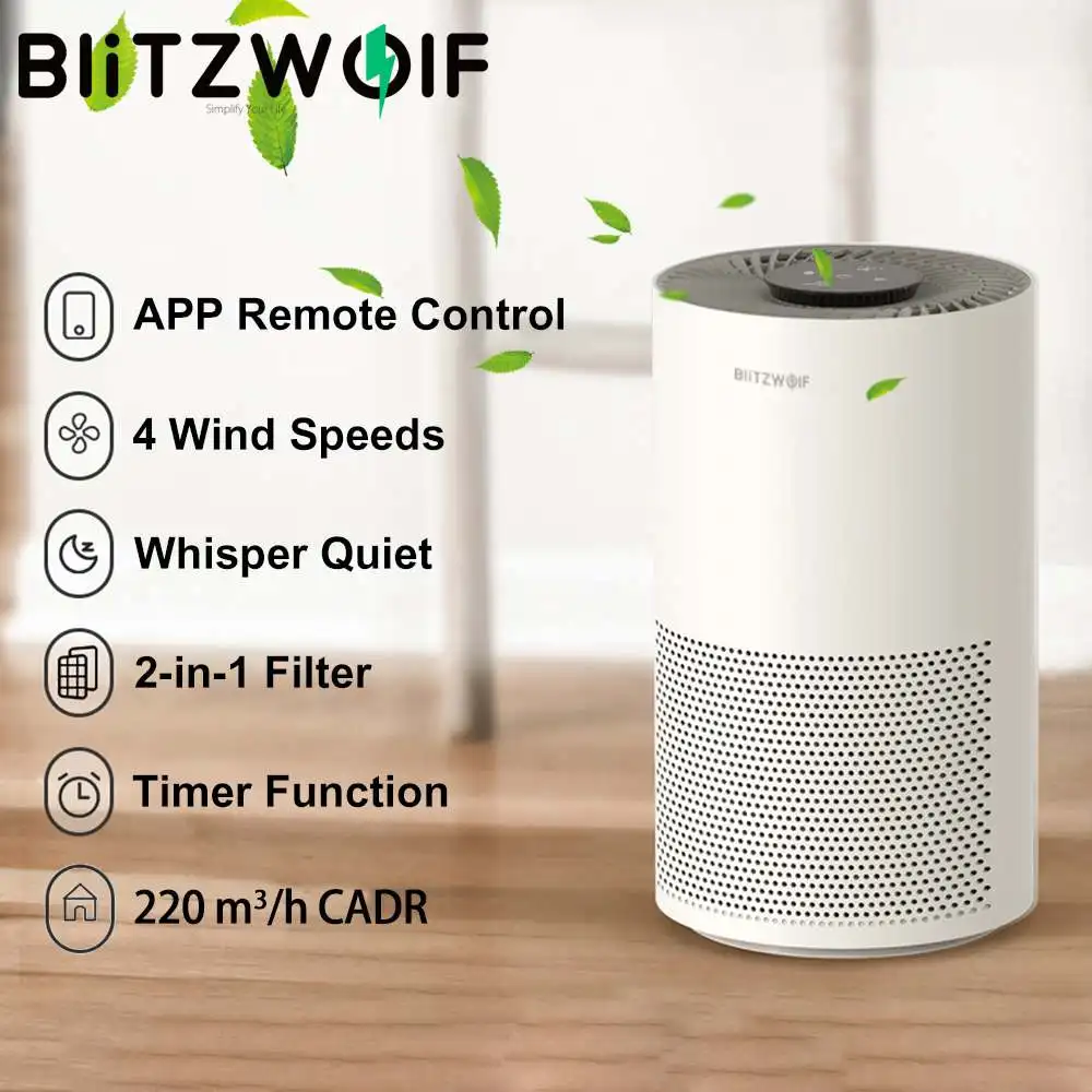 BlitzWolf BW AP1 Смарт Воздухоочистители Фильтр Регулируемая скорость ветра приложение