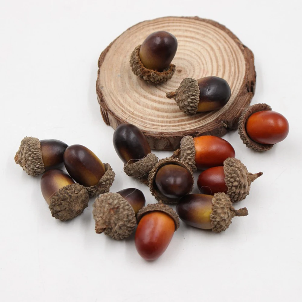 

10Pcs Artificial Simulation Mini Acorn Oak Nut Fake Fruit Ornament Home Decor
