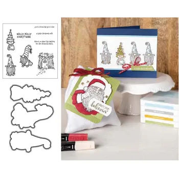 

New Arrival GNOME FOR THE HOLIDAYS Metal Cutting Dies and Clear Rubber Stamps for DIY Scrapbooking Crafts Card Make Photo Album