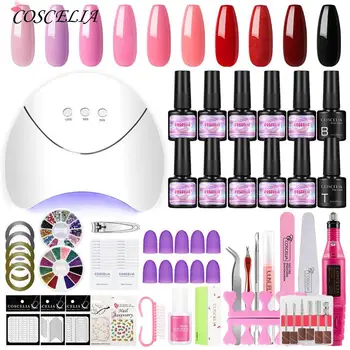 

COSCELIA Nail Set UV LED Light Nail Polish Set Dryer with Color Nail Gel Polish Nail Art Set Electric Nail Drill Set