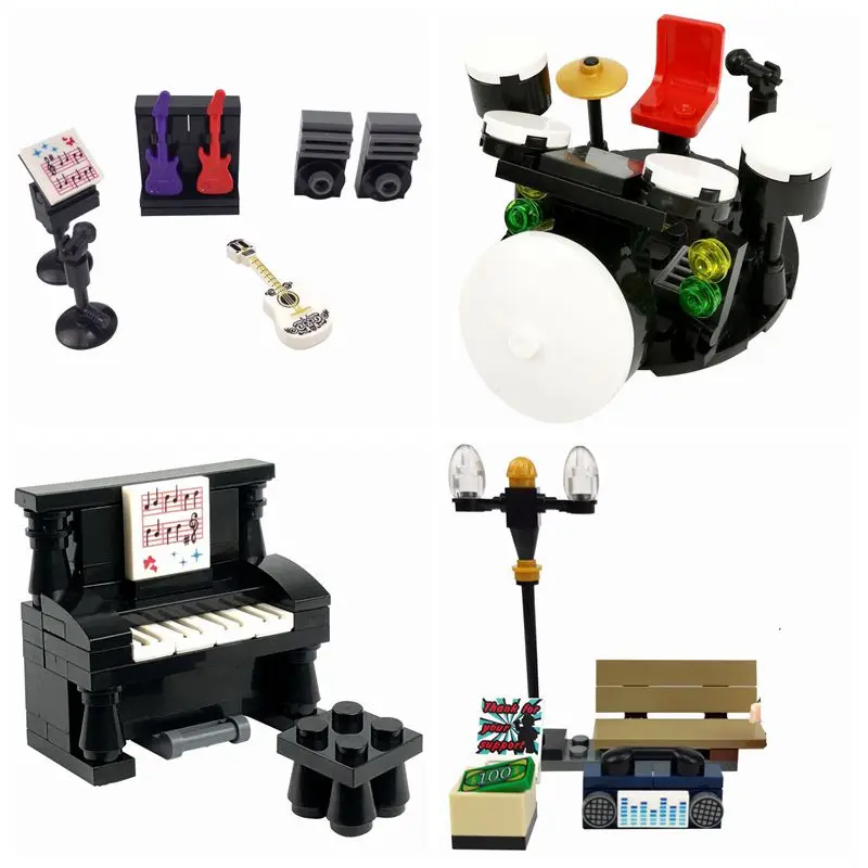 

Compatible for Legoing Creator The Piano Drum Guitar Musical Instrument DIY Building Blocks Bricks Toys for Children MOC Block