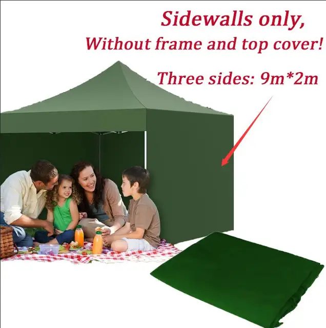 1Pcs Outdoor Gazebo Oxford Cloth Side Panel Folding Replacement Sidewall Tent for Garden BBQ Party No Frame Tent Accessories Green sidewall 9mx2m
