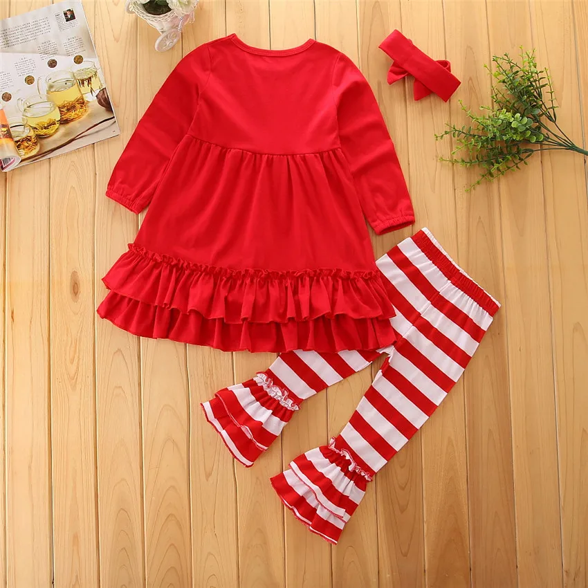 

Childrenswear 2017 Autumn New Style Girls Clothes Europe And America Casual Long-sleeved Upper Garment Striped Pants Three-piece
