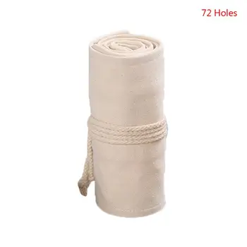 

2020 New 12/24/36/48/72 Holes Canvas Roll Up Pen Curtain Pencil Bag Case Makeup Wrap Hold