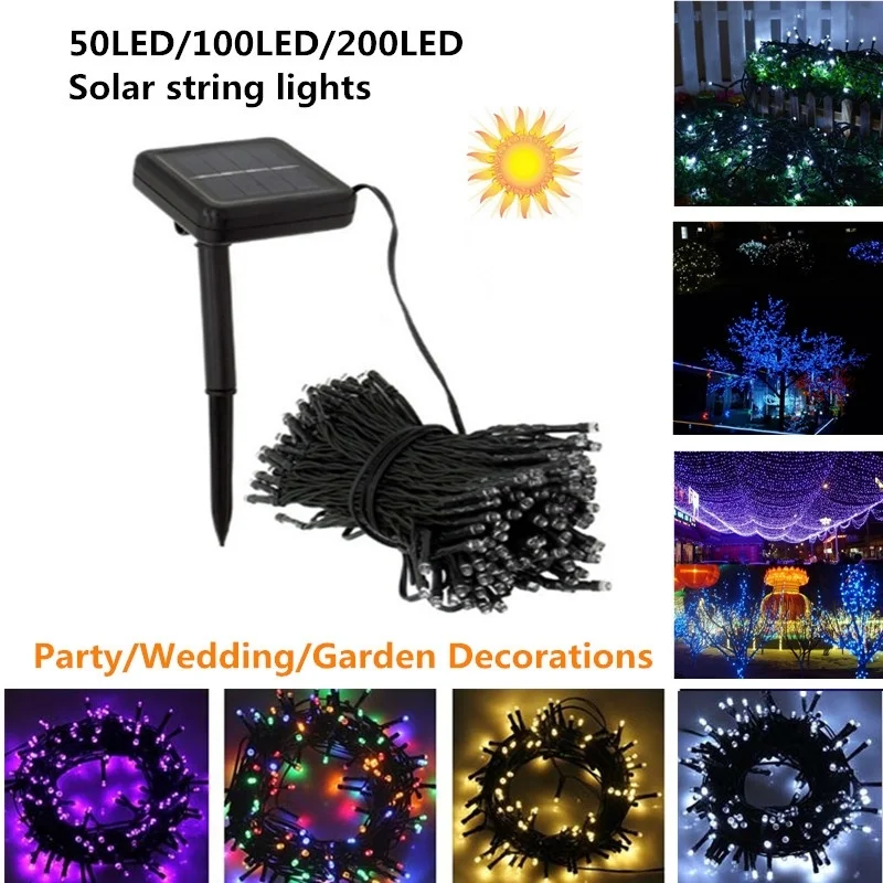 

Solar LED String Lights Outdoor 50/100/200 LEDS Fairy Lights Wedding Party Christmas Lights Holiday Garden Decoration
