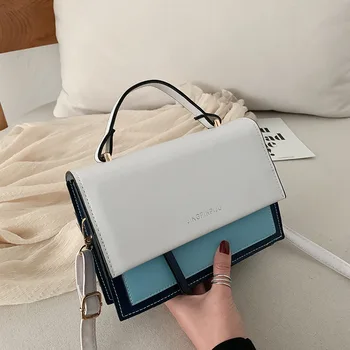

women's bag 2020 summer Simple style PU Flap Casual Patchwork Hasp Shoulder Bags purses and handbags Euro-America style