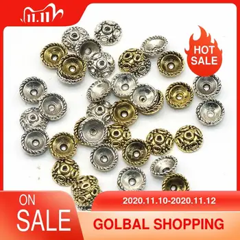 

200pcs/lot Zinc Alloy Metal Bead Caps 5mm Charms For Jewelry Making Tibetan Silver Plated Gold Flower End Beads Caps (yiwu)