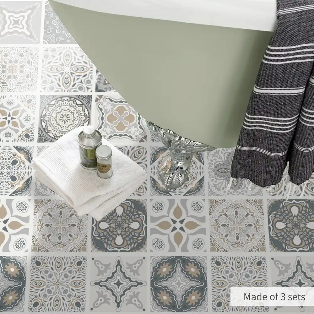 Funlife Moroccan Style Floor Tiles Sticker Waterproof Bathroom