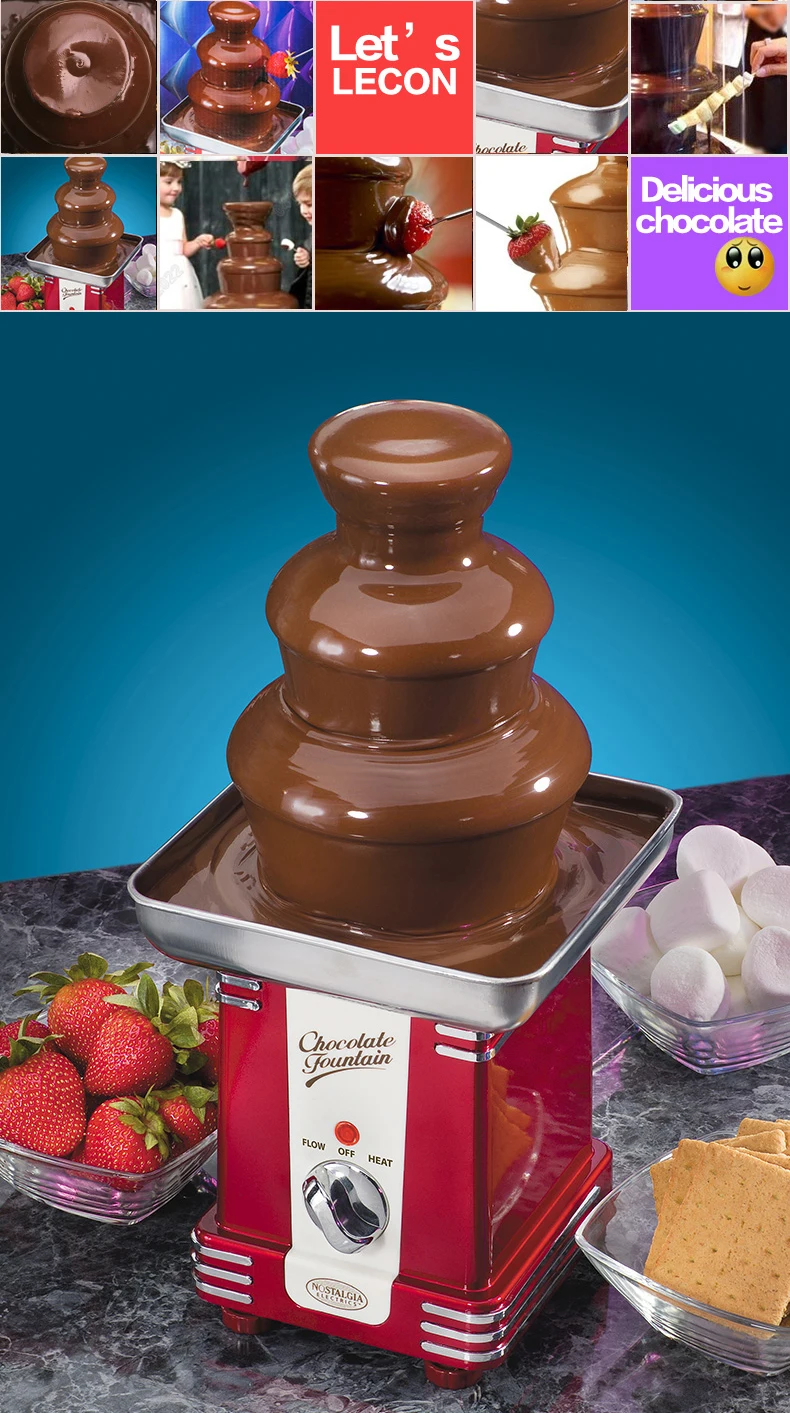 Chocolate Fountain Three Floors Commercial Household Waterfall Machine Juicer DIY Mixer Melting Tower Child