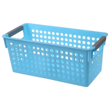 

Japanese-style Stackable Plastic Storage Baskets/Bins Organizer Fruit Toys Clothes Glove Box Debris Storage Basket (blue)S:29 x