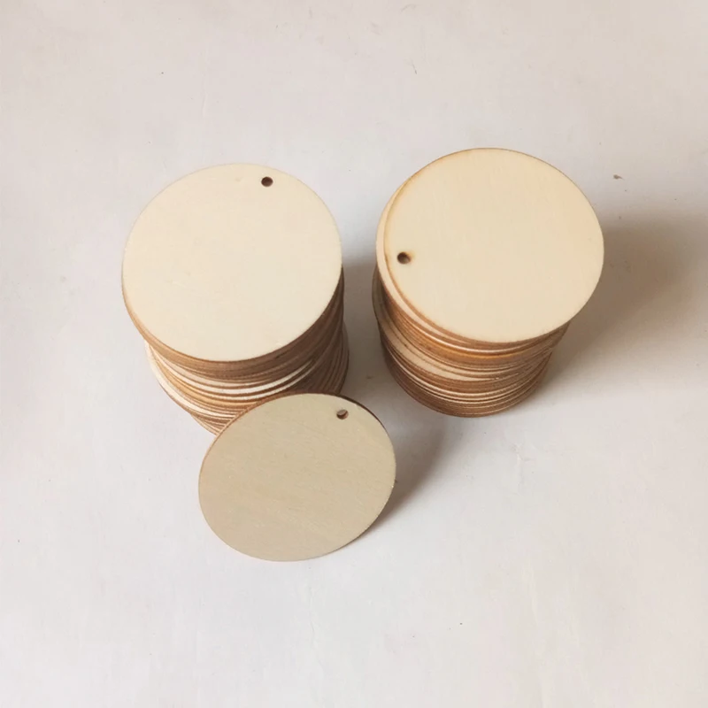 

50 Pieces Jewelry Findings Unfinished Kids Beads Loose Spacer Charms Wood Bead Natural Wooden Flat Round Scrapbooking Sets