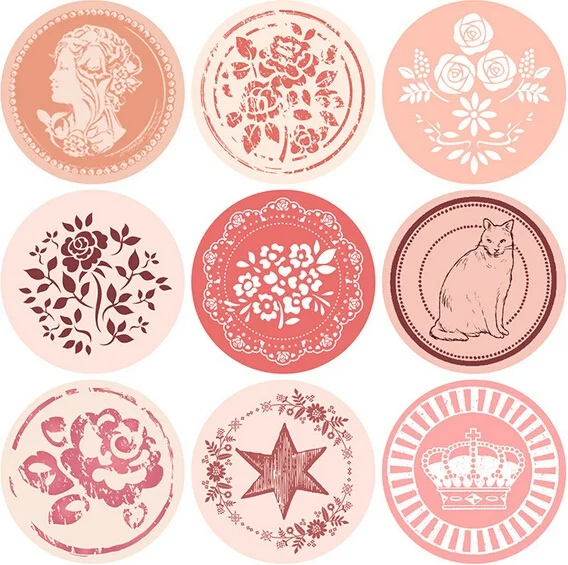 

20pack/lot Pink Vintage Pattern series Round design Kraft seal sticker office school supplies DIY note gift Labels