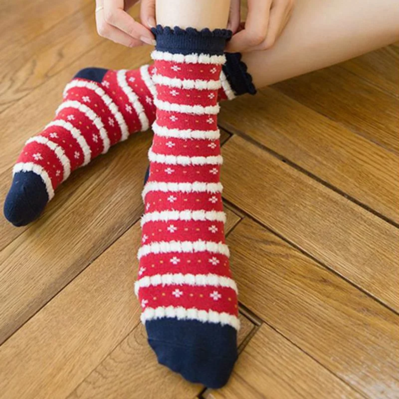 Xmas Socks Winter Warm Christmas Gifts Stereo Socks Soft Cotton Cute Santa Claus Deer Socks Xmas Christmas Socks Cute