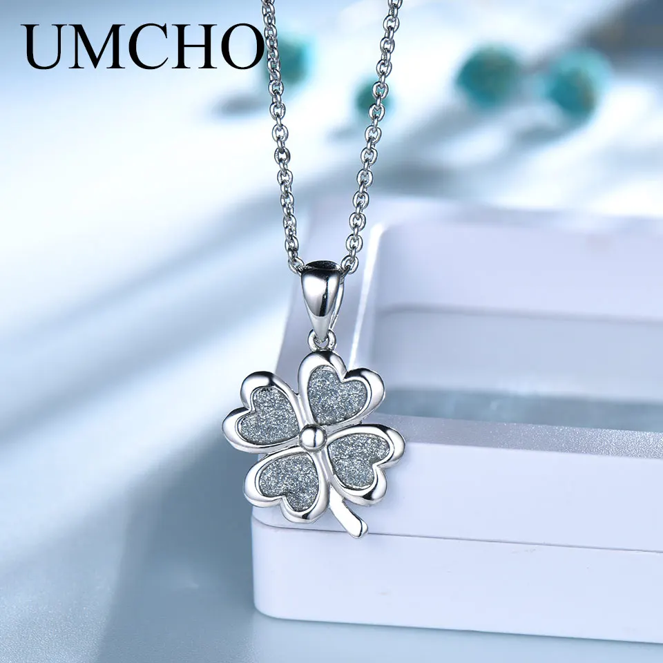 ZNUJ068B-1 UMCHO серебро четырехлистный клевер 925 пробы Серебряное ожерелье подвески для женщин для девочек подарок на день рождения украшение Хорошее ювелирное изделие - Цвет камня: ZNUJ068B-1