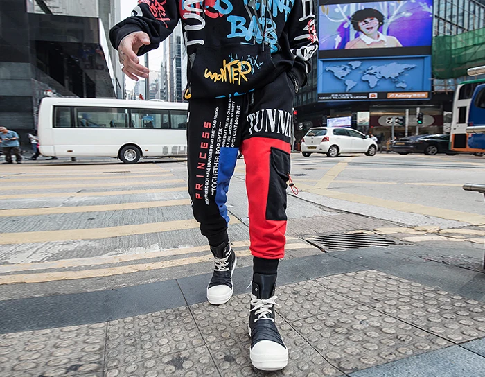 Aelfric Eden хип хоп Лоскутные с буквенным принтом мужские брюки-карго Harajuku повседневные брюки уличная Джоггеры мужские спортивные брюки