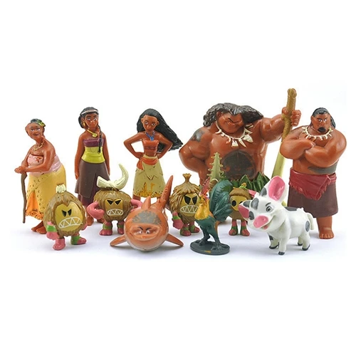 12pcs moana 12 шт./партия игрушка с моаной Waialiki Maui Heihei Adventure ПВХ Фигурки принцесс коллекция детский подарок праздничные подарки - Цвет: 12pcs moana