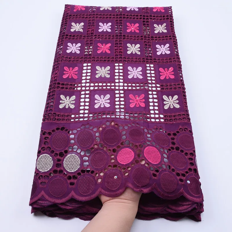 Rose red Новое поступление, африканская швейцарская хлопковая вуаль, кружево в швейцарском стиле, имитирующее отверстия, нигерийский тюль, кружевная ткань для повседневного платья F1768 - Цвет: Rose red