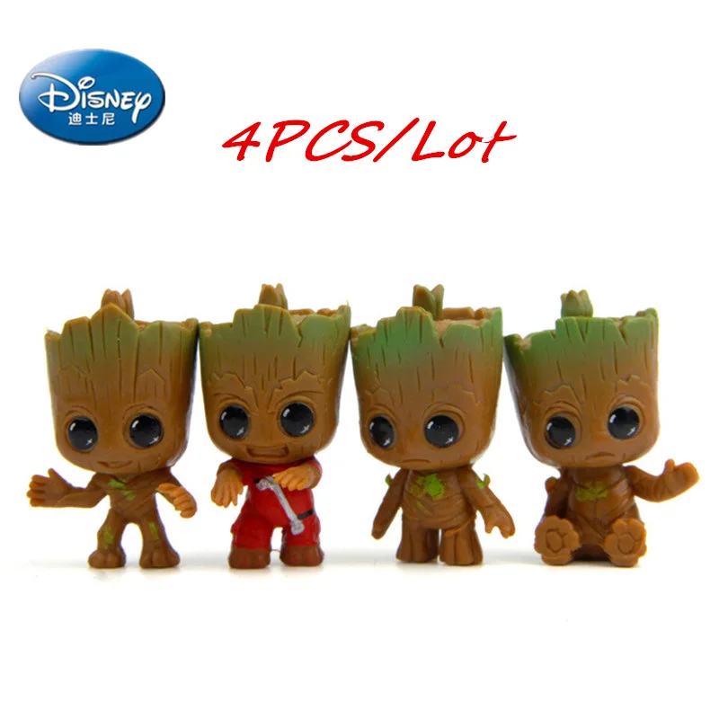 

4PCS Original model plant Flower pot Drop shipping Penholder Tree Men Hero Creative Guardians Of The Galaxy Crafts Figurine
