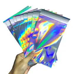 100 шт лазерные самозапечатывающие пластиковые конверты почтовые пакеты для хранения голографические Подарочные ювелирные изделия Поли