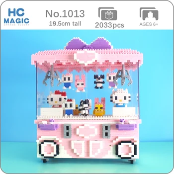 

HC 1013 Pink Clip Doll Machine Cat Panda Duck Animal 3D Model DIY Mini Diamond Blocks Bricks Building Toy for Children no Box