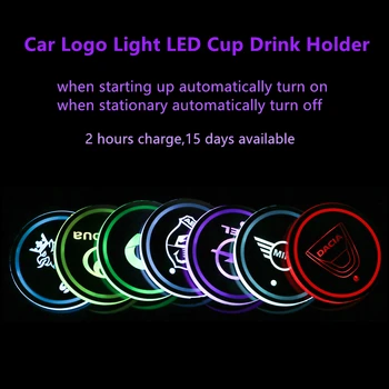 

2PCS Car LED Light Lamp Cup Holder Mat Pad Bottle Built-in car styling for mini COOPER S R50 R53 R56 R60 F55 F56 R57