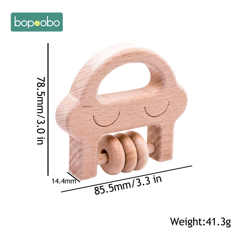 Bopoobo/1 шт., детский Прорезыватель для зубов, деревянный Прорезыватель для птиц, пищевой материал, детские игрушки Монтессори для игры в спортзал, маленькие погремушки для грызунов - Цвет: Smile Rattle