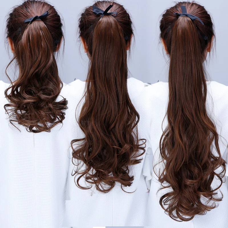 AOSI длинные кудрявые синтетические черные коричневые накладные волосы на шнурке