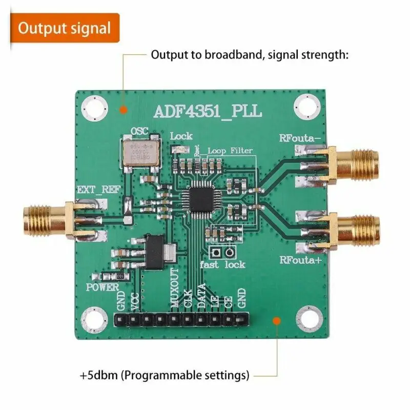 SMA женский ADF4351 PLL радиочастотный источник сигнала, синтезатор, макетная плата, трехпроводная последовательная шина периферийного интерфейса