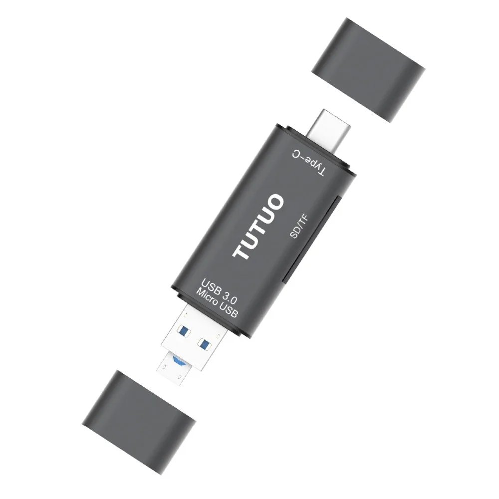 Tutuo V16 Тип-C USB 3.0 Micro USB адаптер конвертер OTG Алюминий сплав SD/TF card Reader для MacBook/Планшеты